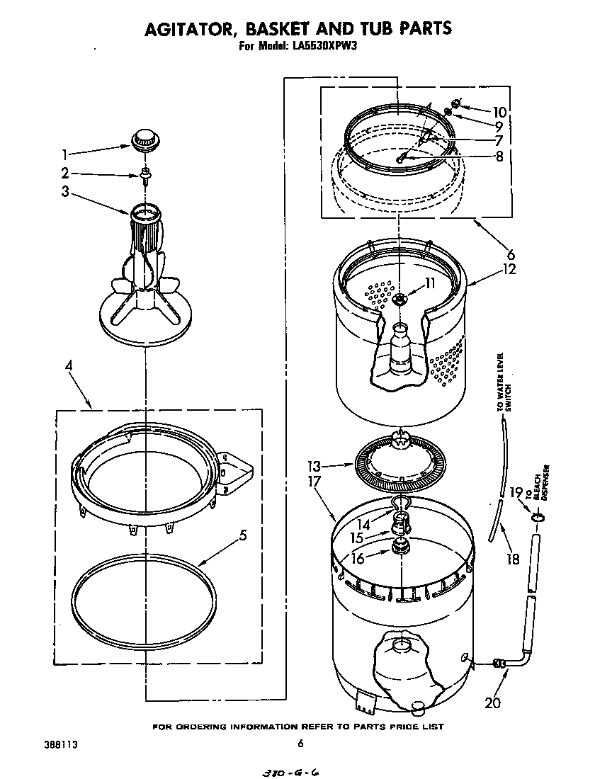 AGITATOR, BASKET AND TUB