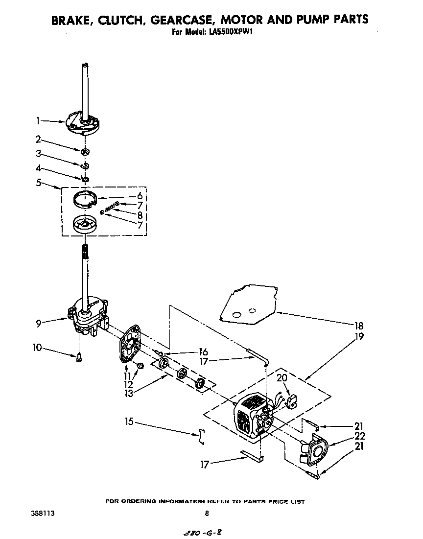 Brake, clutch, gearcase, motor and pump
