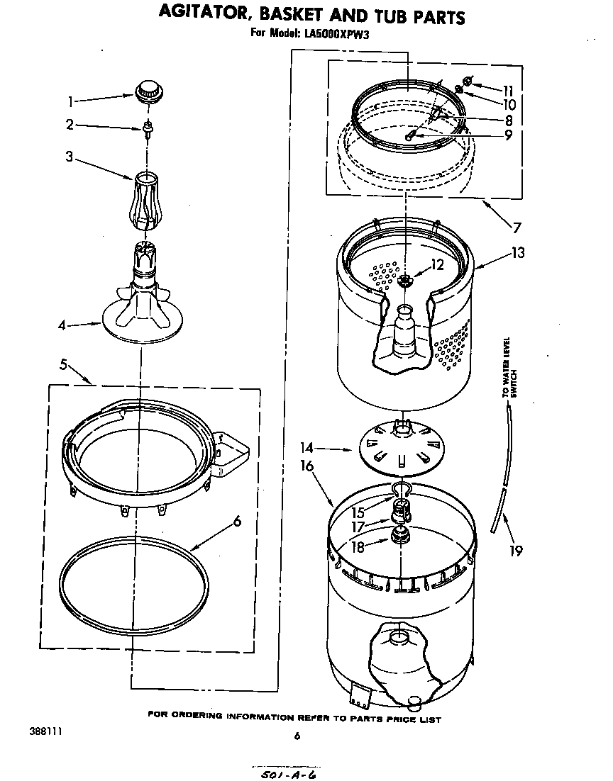 AGITATOR, BASKET AND TUB