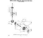 Whirlpool LA5000XPW3 brake, clutch, gearcase, motor and pump diagram