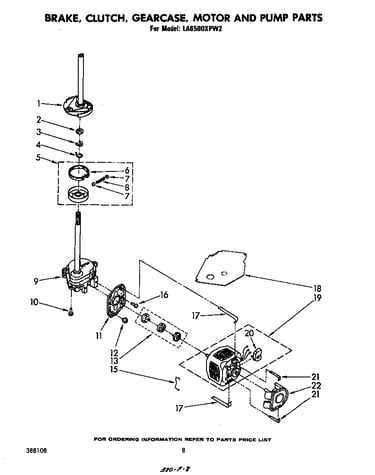 Brake, clutch, gearcase, motor and pump