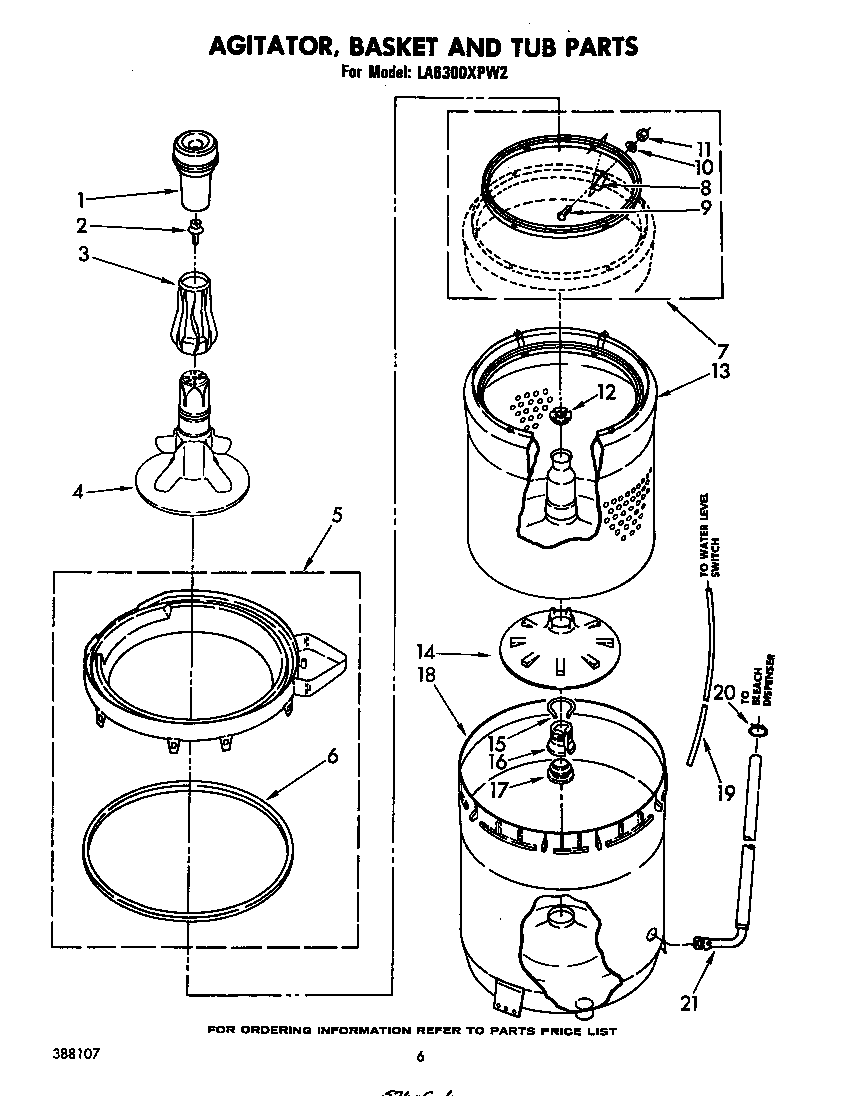 Agitator, basket and tub