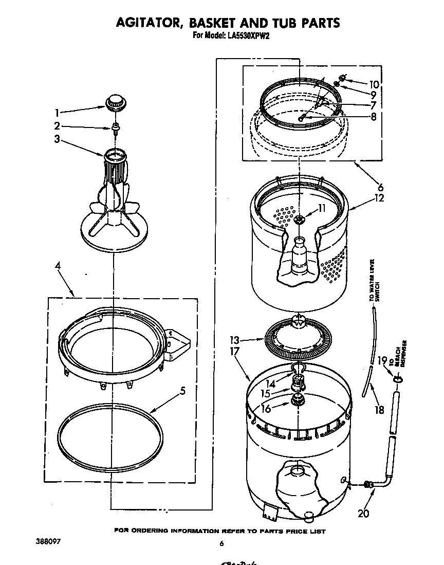 AGITATOR, BASKET AND TUB