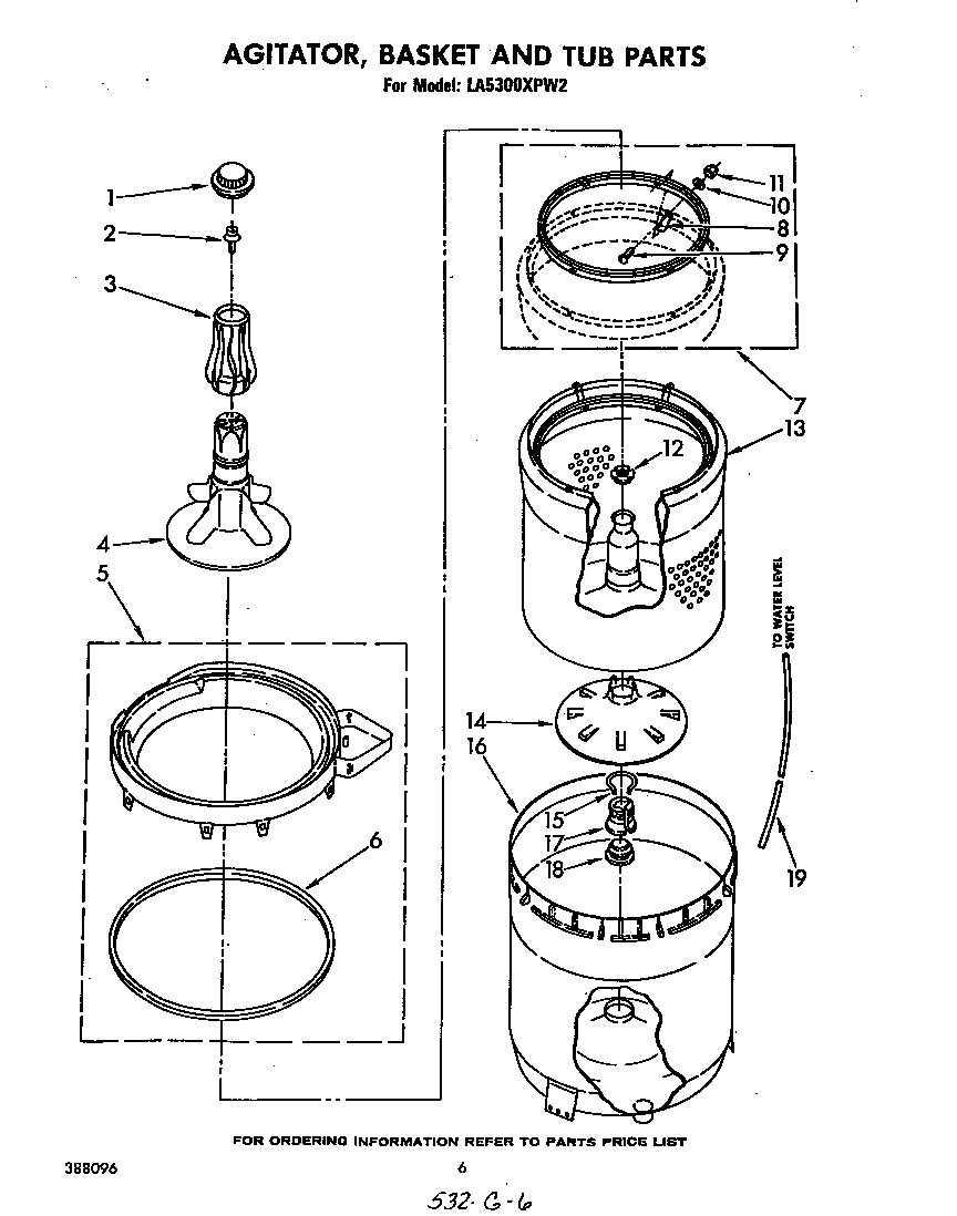 AGITATOR, BASKET AND TUB