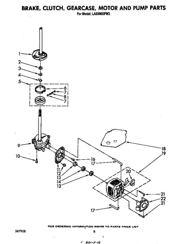 Brake, clutch, gearcase, motor and pump