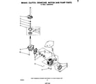 Whirlpool LA6000XPW1 brake, clutch, gearcase, motor and pump diagram