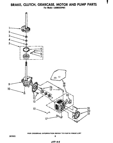 Brake, clutch, gearcase, motor and pump