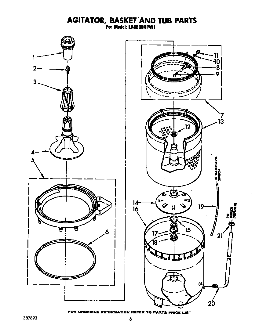 AGITATOR, BASKET AND TUB