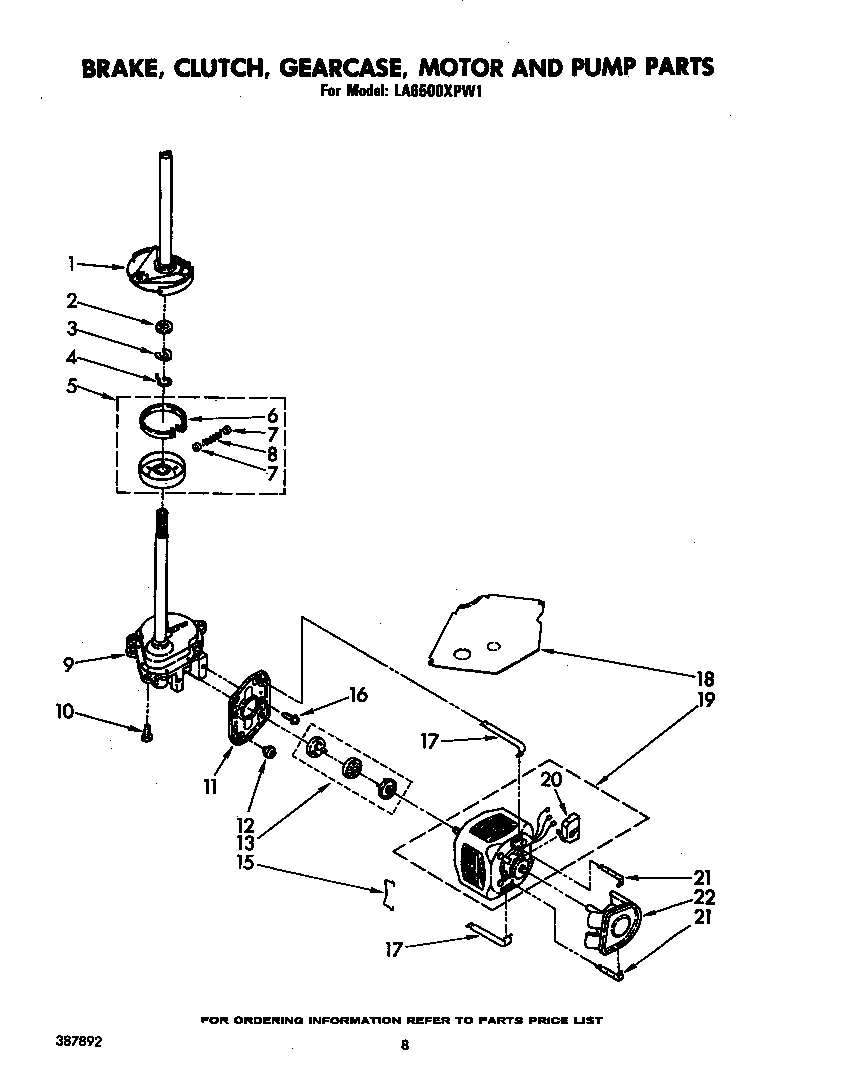 BRAKE, CLUTCH, GEARCASE, MOTOR AND PUMP