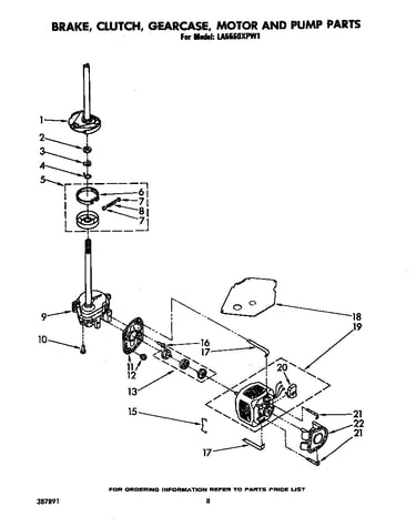 Brake, clutch, gearcase, motor and pump