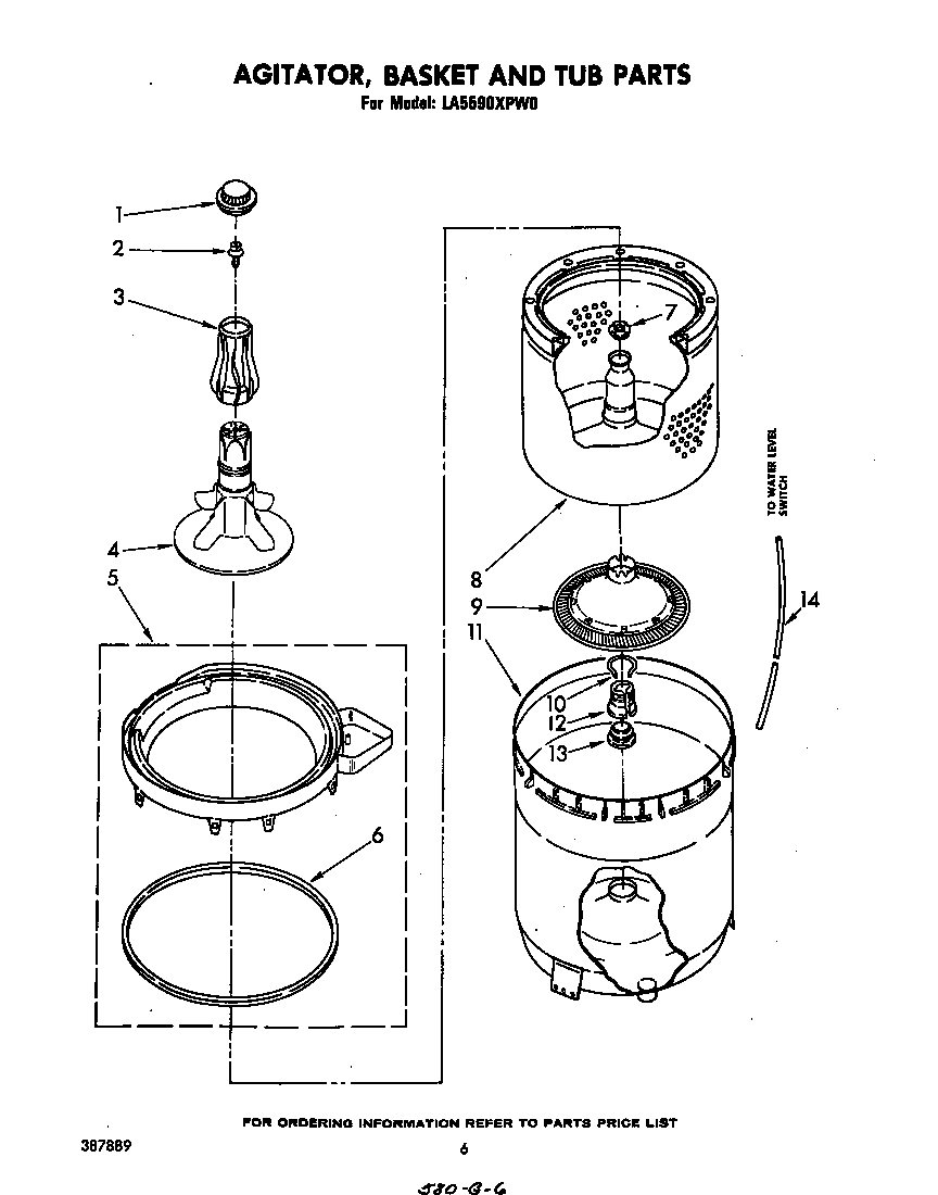 AGITATOR, BASKET AND TUB