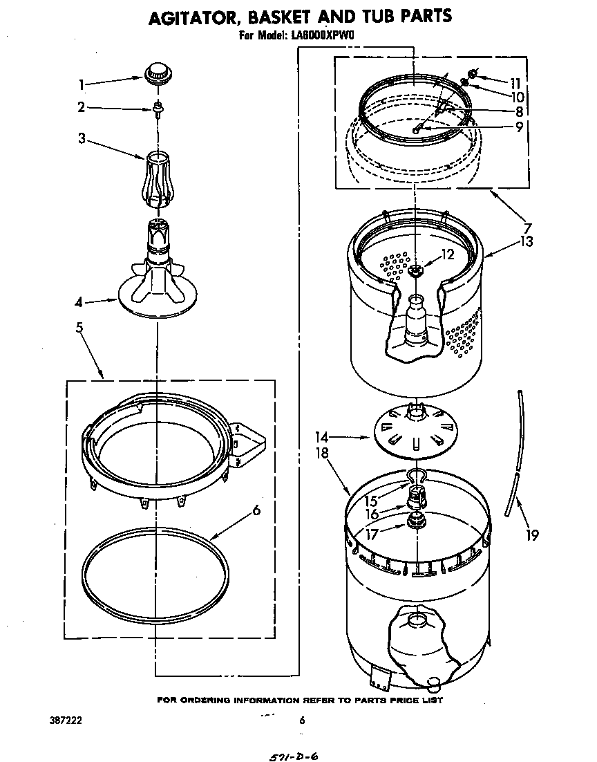 AGITATOR, BASKET AND TUB