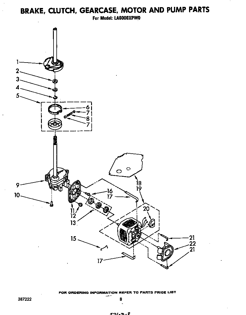 BRAKE, CLUTCH, GEARCASE, MOTOR AND PUMP