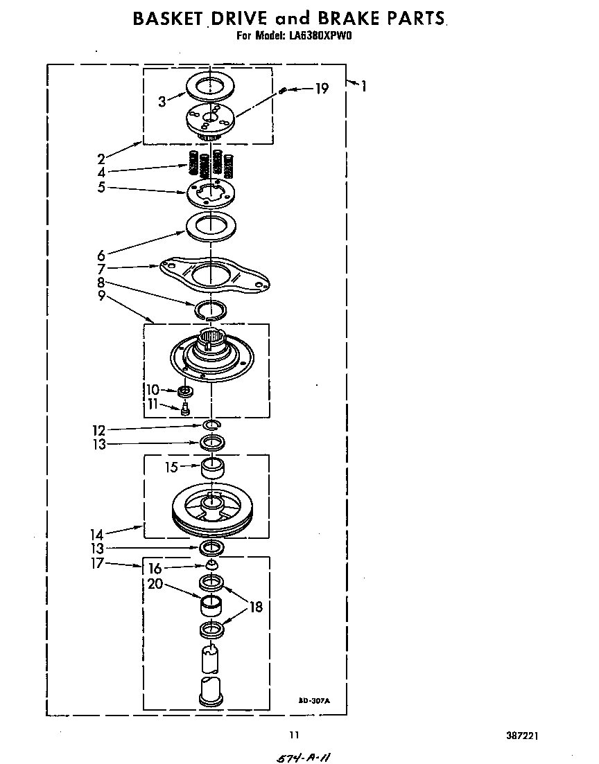 Basket drive and brake
