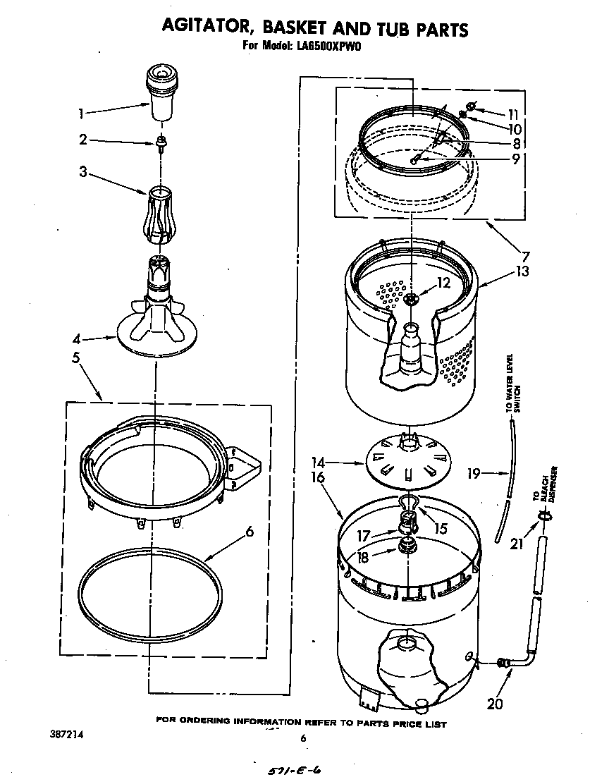 AGITATOR, BASKET AND TUB