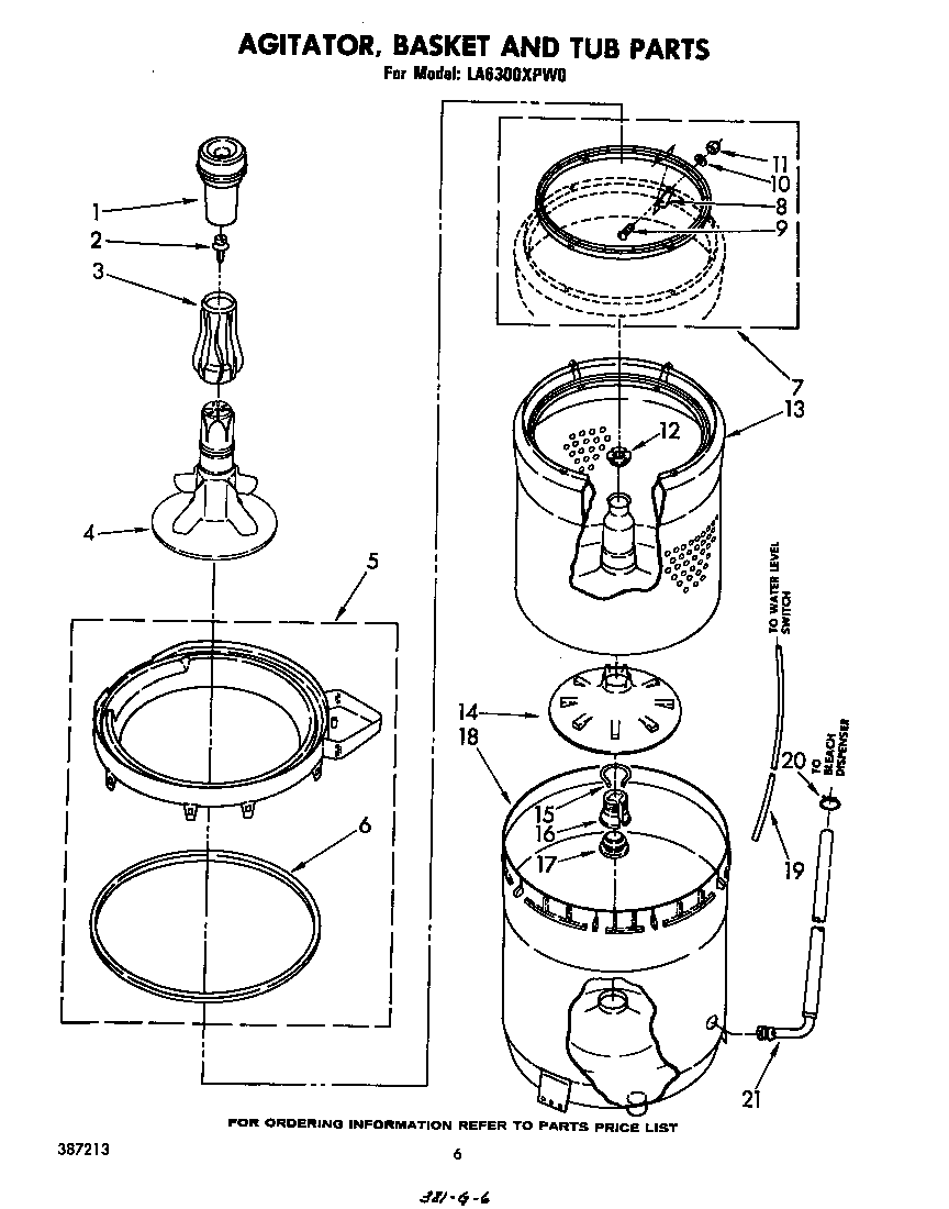 AGITATOR, BASKET AND TUB