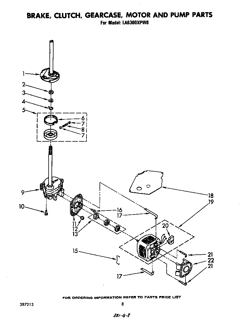 BRAKE, CLUTCH, GEARCASE, MOTOR AND PUMP