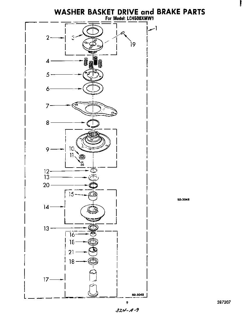 WASHER BASKET DRIVE AND BRAKE