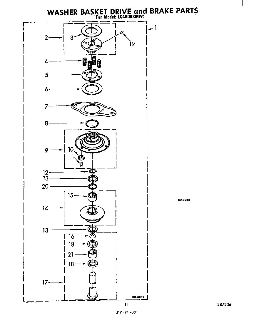 WASHER BASKET DRIVE AND BRAKE