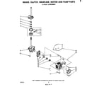 Whirlpool LA7450XMW1 brake, clutch, gearcase, motor, pump diagram