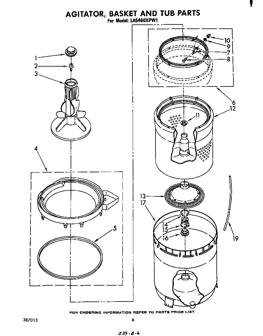 AGITATOR, BASKET AND TUB