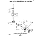 Whirlpool LA5460XPW1 brake, clutch, gearcase, motor and pump diagram