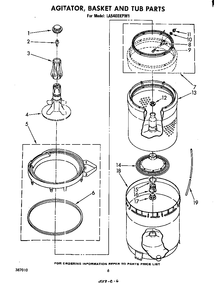 AGITATOR, BASKET AND TUB