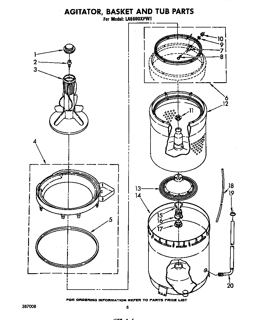 Agitator, basket and tub