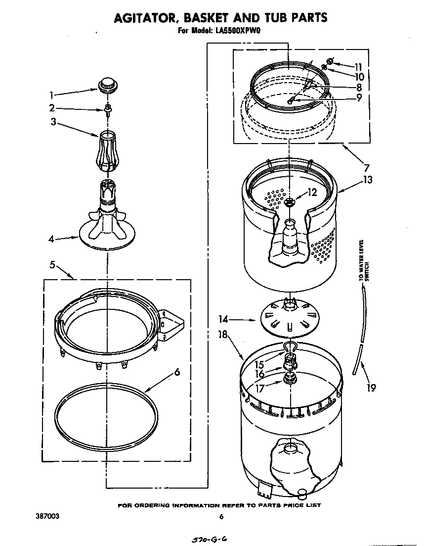 AGITATOR, BASKET AND TUB