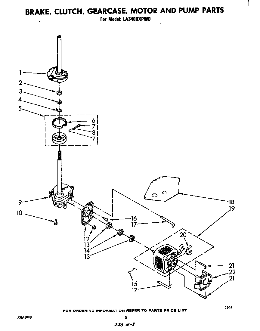Brake, clutch, gearcase, motor and pump