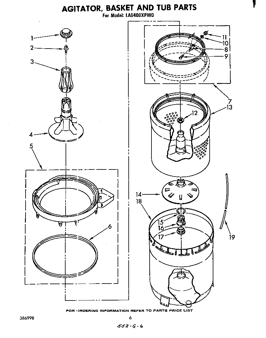 Agitator, basket and tub