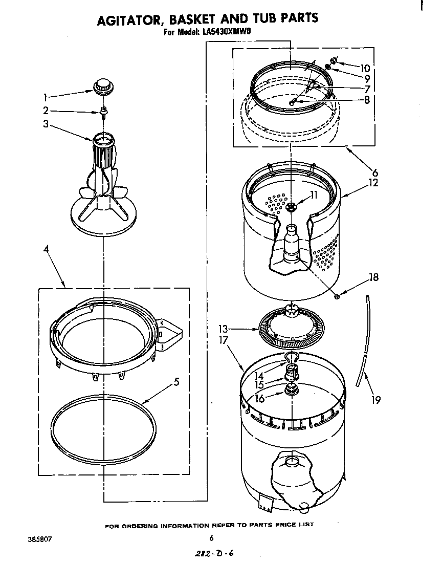 AGITATOR, BASKET AND TUB