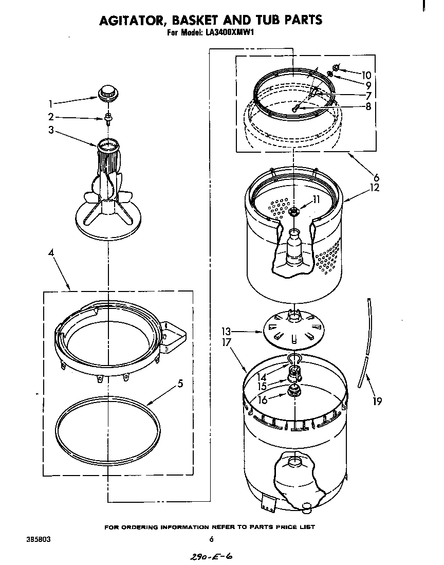 AGITATOR, BASKET AND TUB