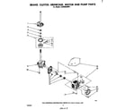 Whirlpool LA3400XMW1 brake, clutch, gearcase, motor and pump diagram