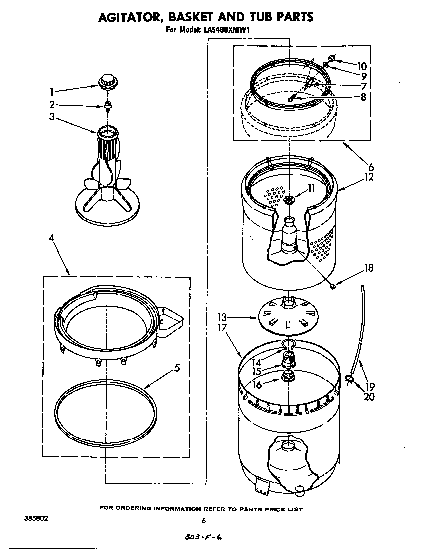 Agitator, basket and tub