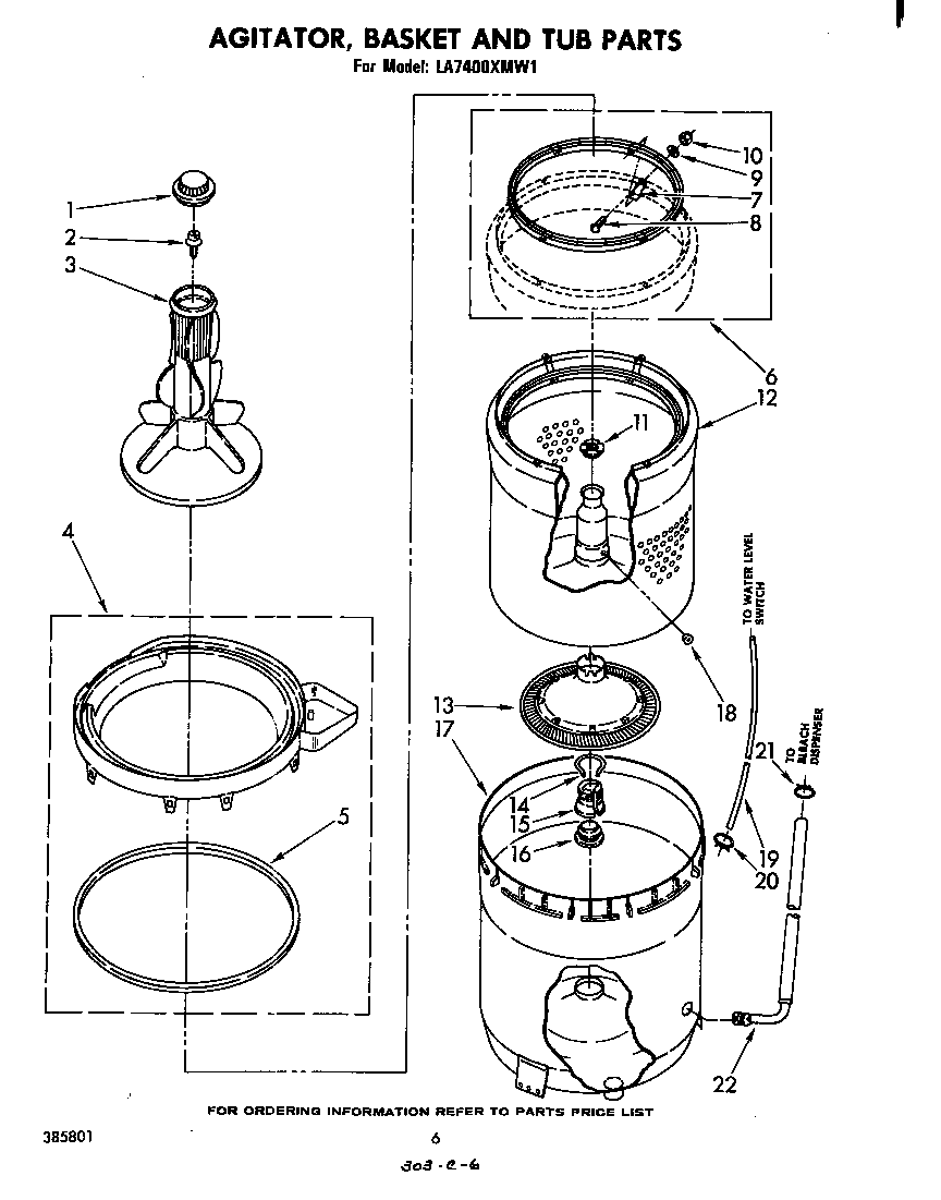 AGITATOR, BASKET AND TUB