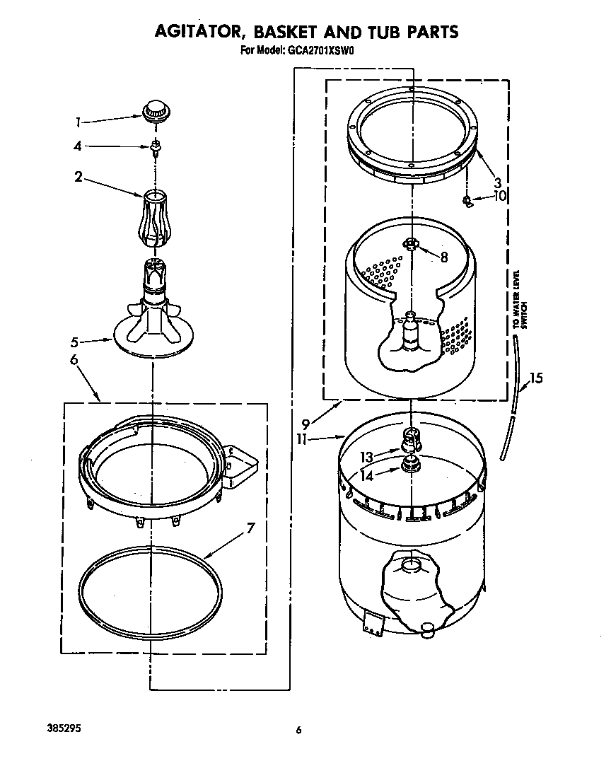 AGITATOR, BASKET AND TUB