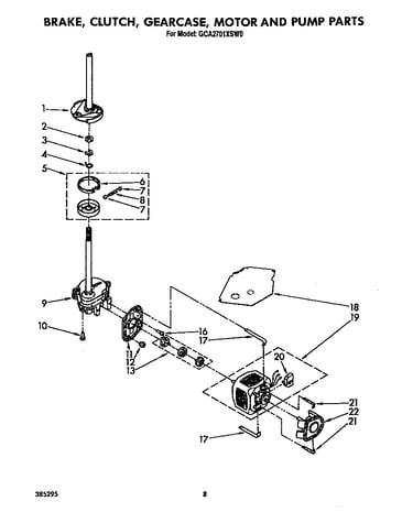Brake, clutch, gearcase, motor and pump
