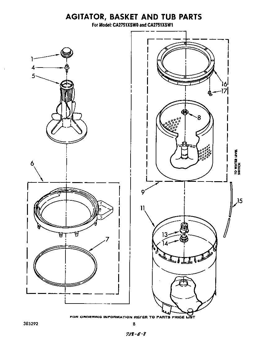 Agitator, basket and tub