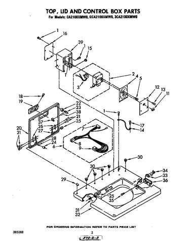 Top, lid and control box