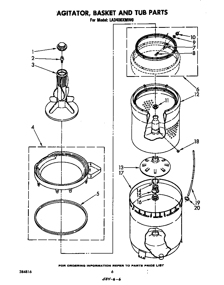 AGITATOR, BASKET AND TUB