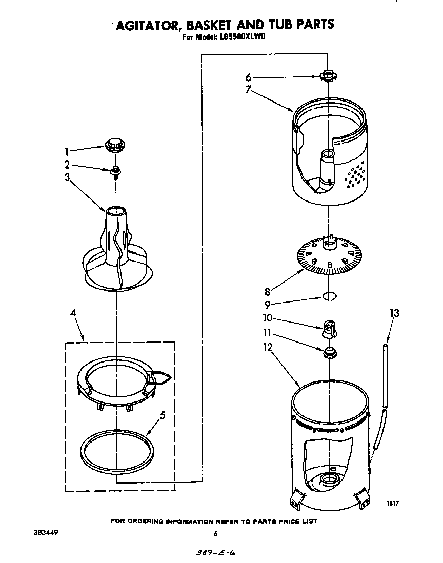 AGITATOR, BASKET AND TUB