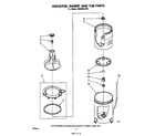 Whirlpool LB5500XLW0 agitator, basket and tub diagram
