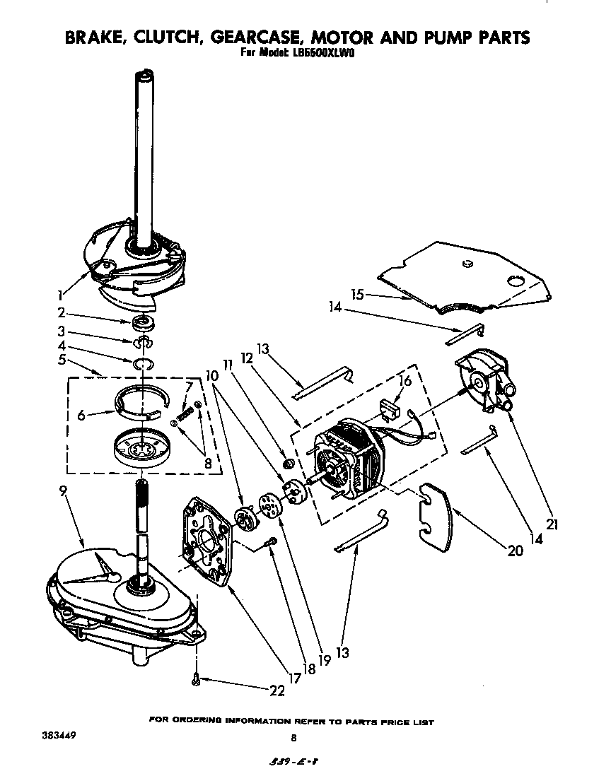 BRAKE, CLUTCH, GEARCASE, MOTOR AND PUMP