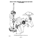Whirlpool LB5500XLW0 brake, clutch, gearcase, motor and pump diagram