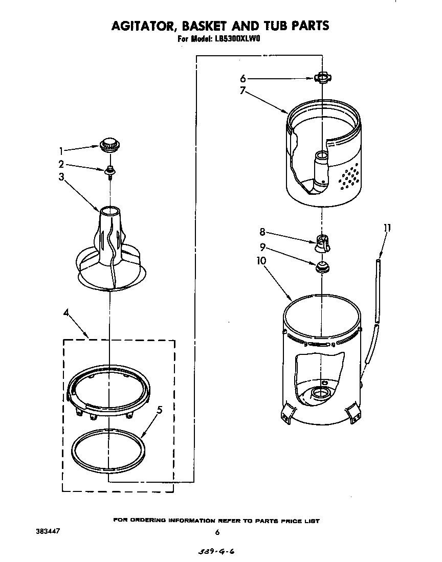 AGITATOR, BASKET AND TUB
