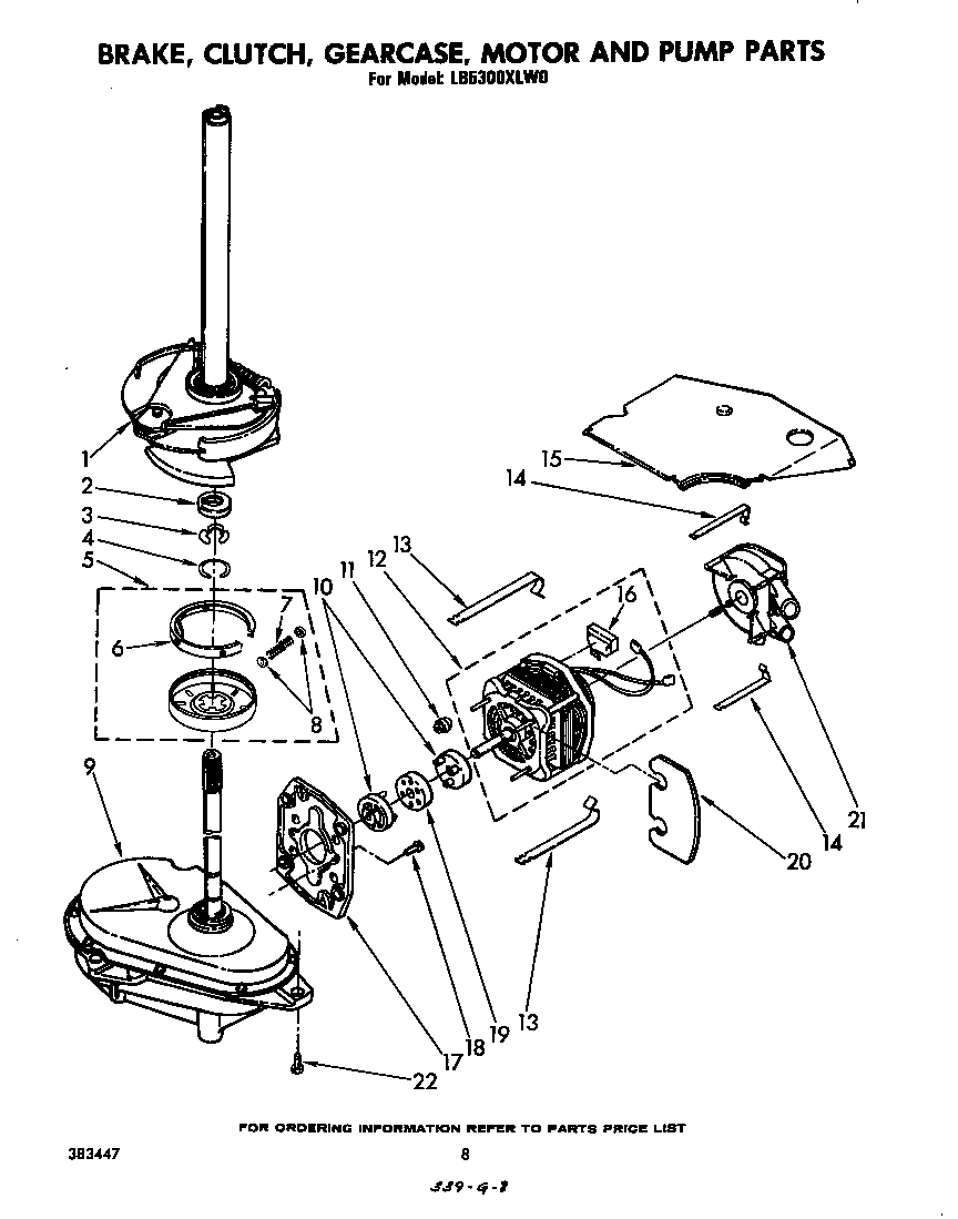 BRAKE, CLUTCH, GEARCASE, MOTOR AND PUMP