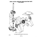 Whirlpool LB5300XLW0 brake, clutch, gearcase, motor and pump diagram