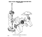Whirlpool LB3000XLW0 brake, clutch, gearcase, motor and pump diagram