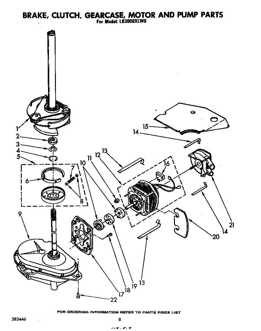 Brake, clutch, gearcase, motor and pump